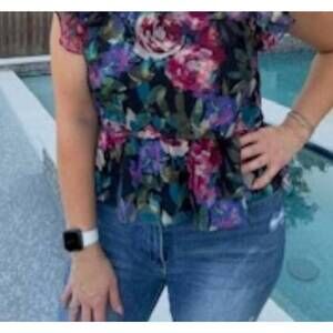 NEW MEET ME IN SANTORINI secret garden ruffle top in multi